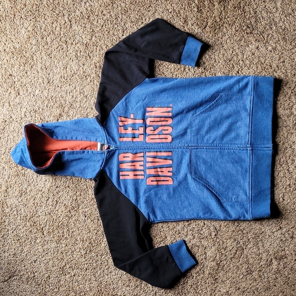 Harley Davidson NWOT Youth Zip Up Hooded Sweatshirt - Picture 1 of 6